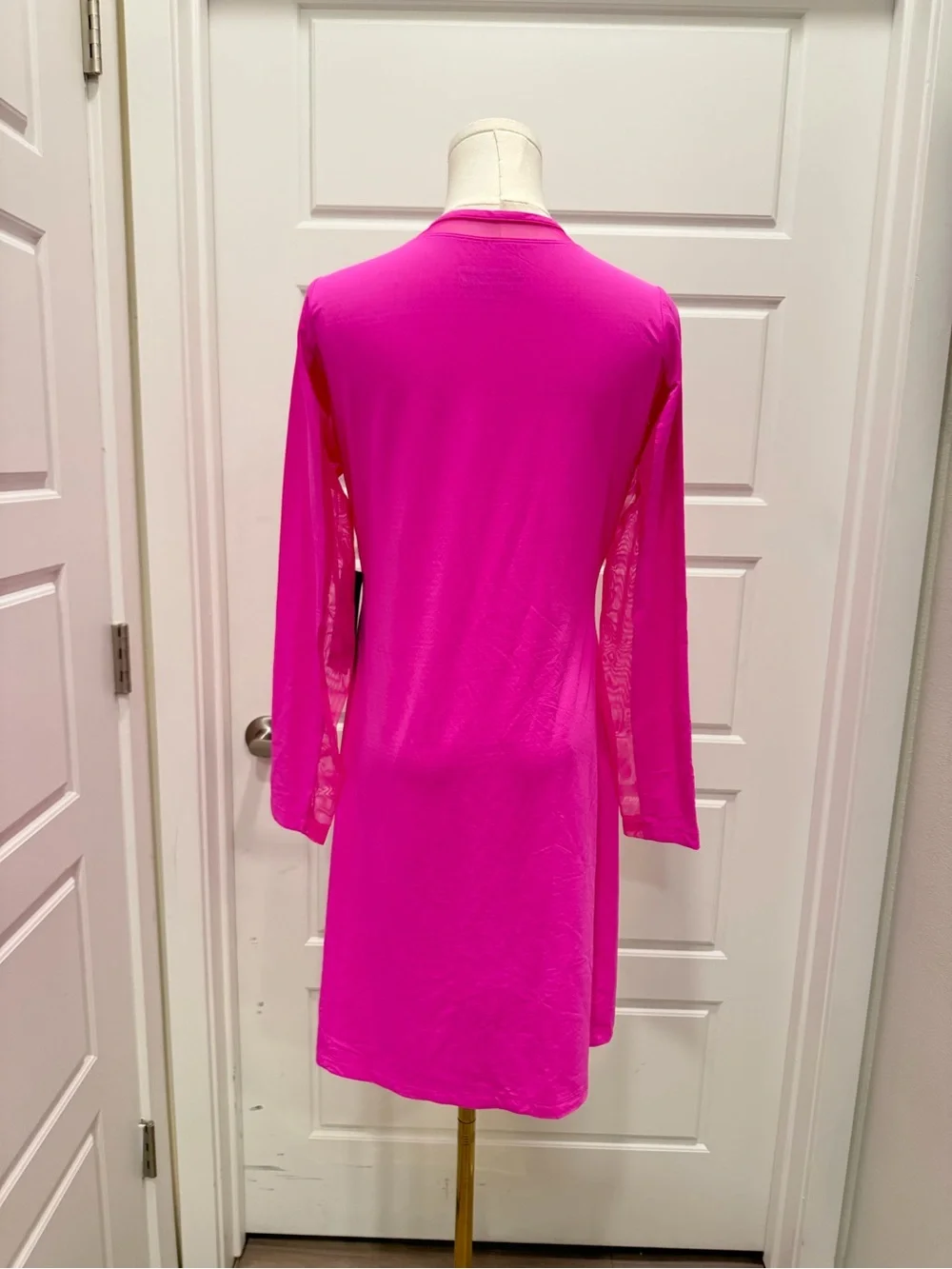 IBKUL Bright Pink Long Sleeve Athletic Performance Dress UPF 50+